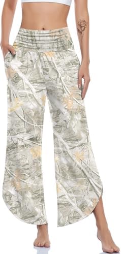 Wide Leg Yoga Pants with Split Hem — Maple Leaf Apricot