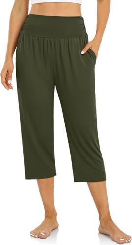 Yoga Capri Pants with Drawstring — Armygreen