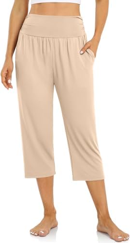 Yoga Capri Pants with Drawstring — Beige
