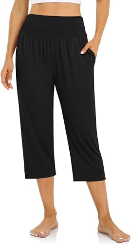 Yoga Capri Pants with Drawstring — Black