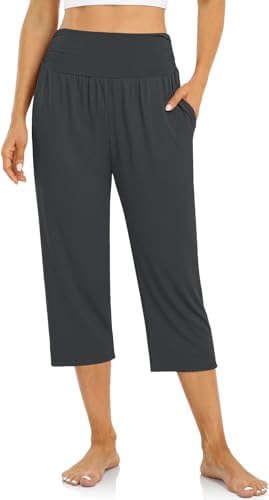 Yoga Capri Pants with Drawstring — Dark Gray