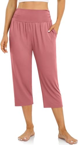 Yoga Capri Pants with Drawstring — Dusty Rose