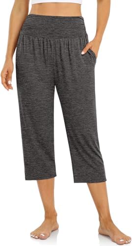 Yoga Capri Pants with Drawstring — Gray Heather