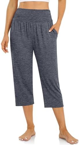 Yoga Capri Pants with Drawstring — Heather Navy