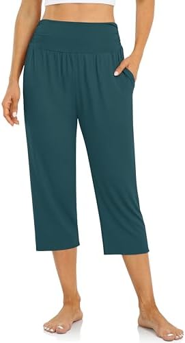 Yoga Capri Pants with Drawstring — Malachite Green