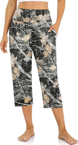 Yoga Capri Pants with Drawstring — Mapleleaf Black
