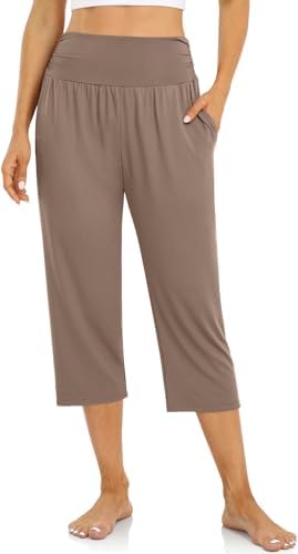 Yoga Capri Pants with Drawstring — Mocha