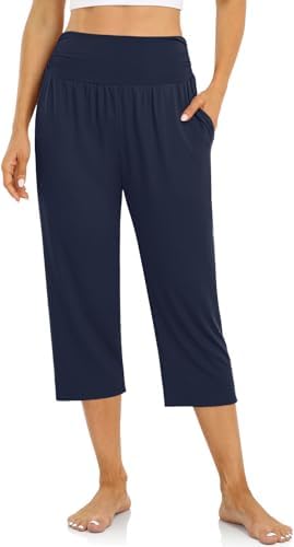 Yoga Capri Pants with Drawstring — Navy