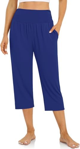 Yoga Capri Pants with Drawstring — Royal Blue