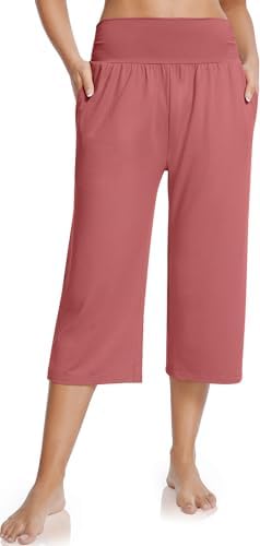 Yoga Capri Pants with Drawstring — Rust Red